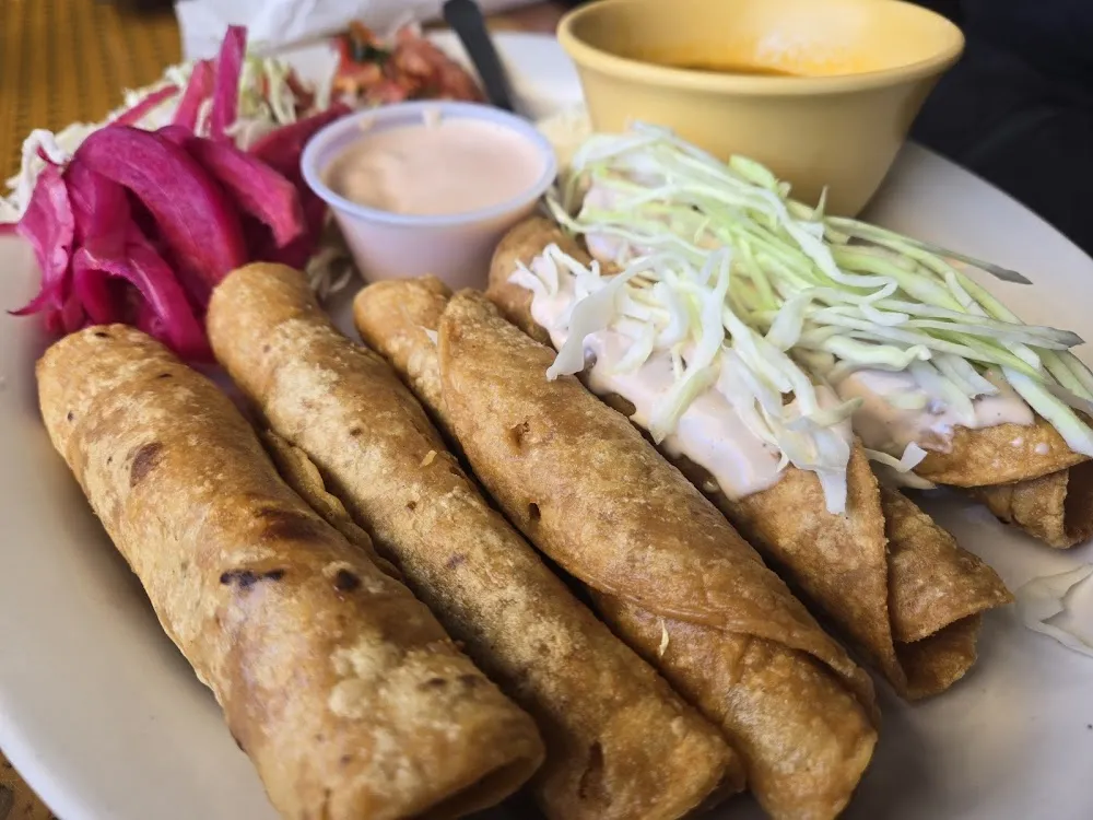 Honduran Flautas Toppings on Side