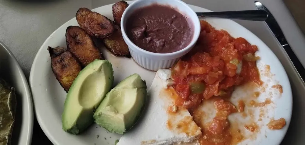 Huevos Rancheros Refried Beans Queso Plantains